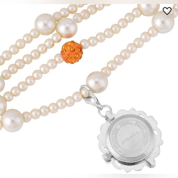 Strada Japanese Movement Glass, Multi Austrian Crystal Beaded Bracelet Watch - Picture 5 of 9